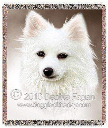 American Eskimo Dog Art Portrait Print Woven Throw Blanket