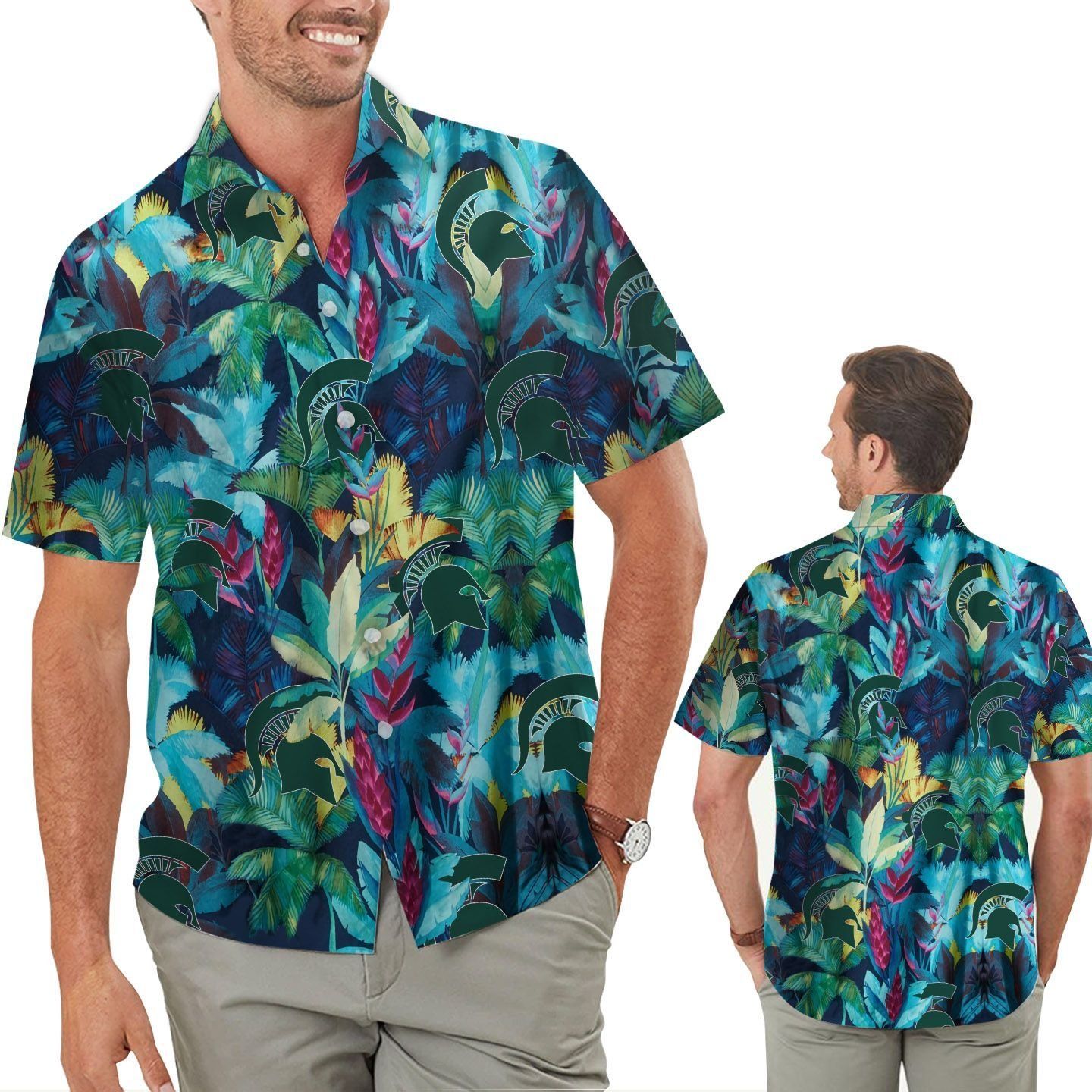 Michigan State Spartans Floral Tropical Hawaiian Shirt