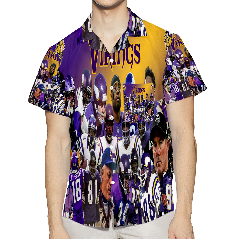 Minnesota Vikings Team V5 3D All Over Print Summer Beach Hawaiian Shirt With Pocket