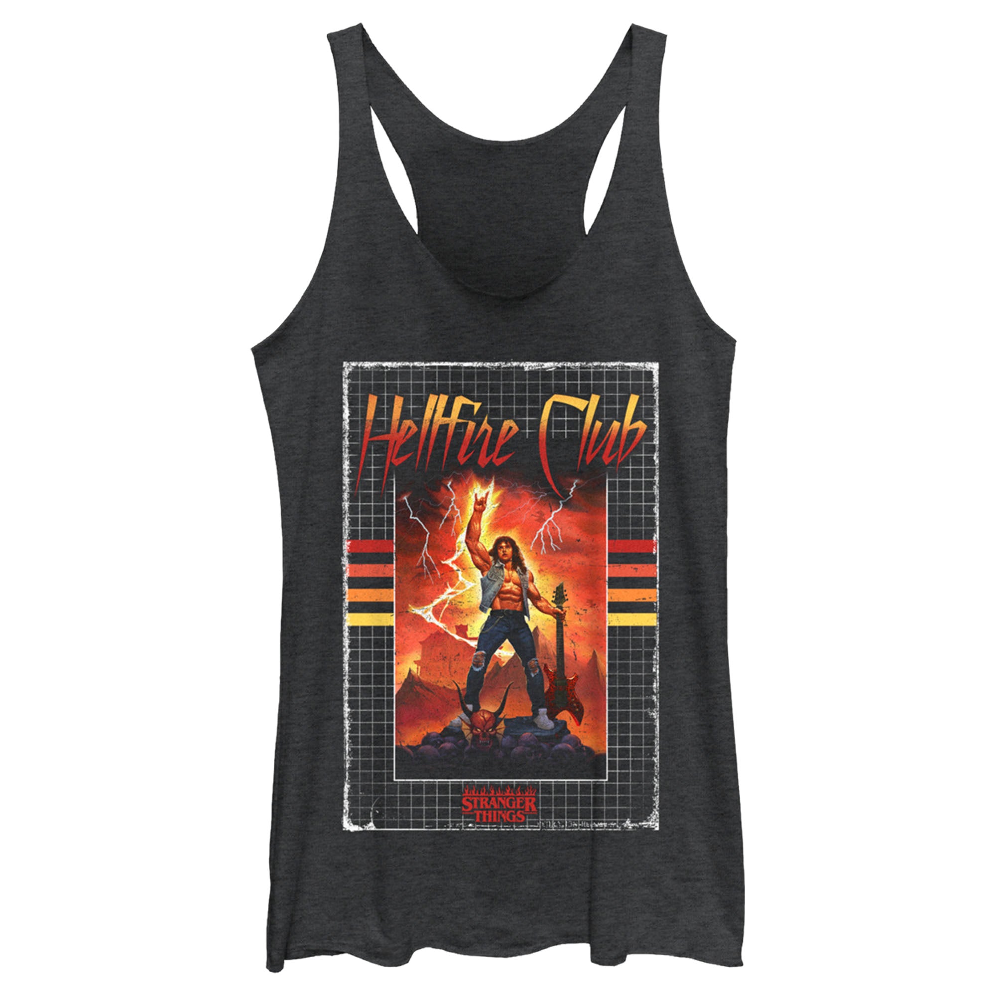 Women’S Stranger Things Vhs Rockstar Eddie Munson Racerback Tank Top