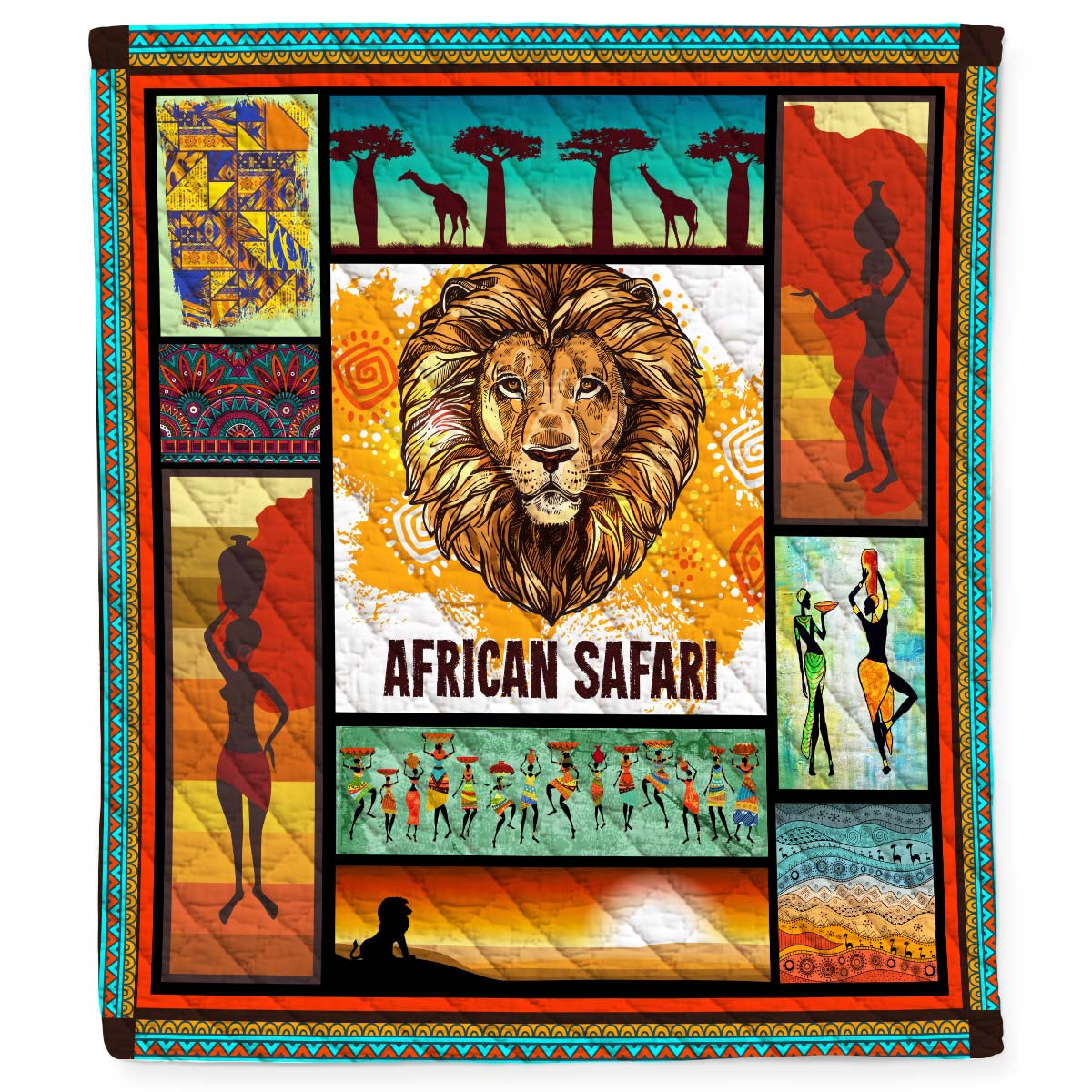 Africa Lion African Safari Quilt Blanket