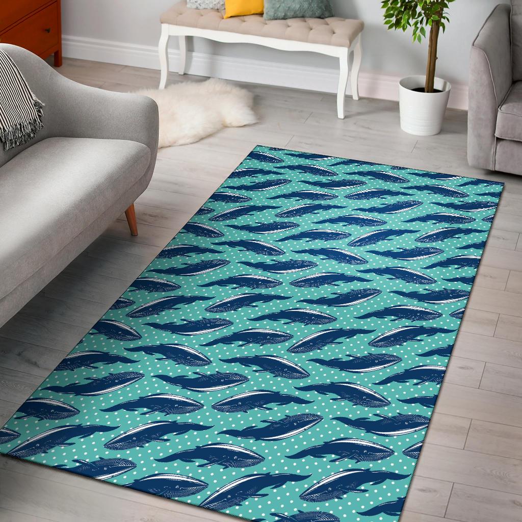 Whale Polka Dot Design Themed Print Area Rugs