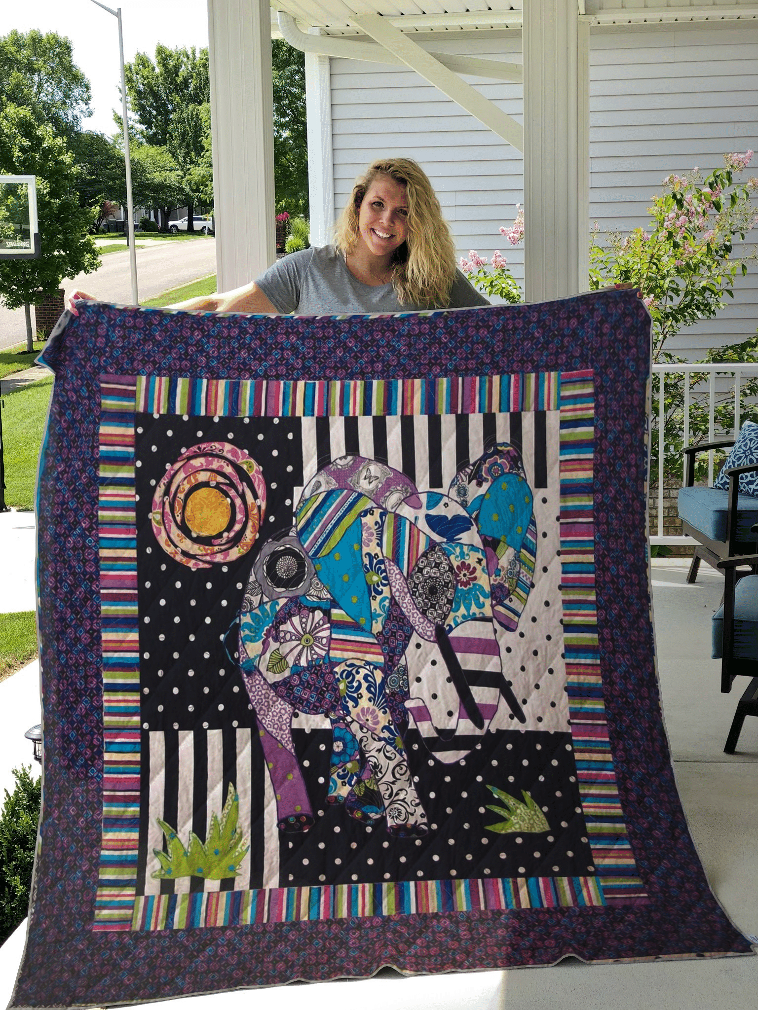 Purple Elephant CLT0111251H Quilt Blanket