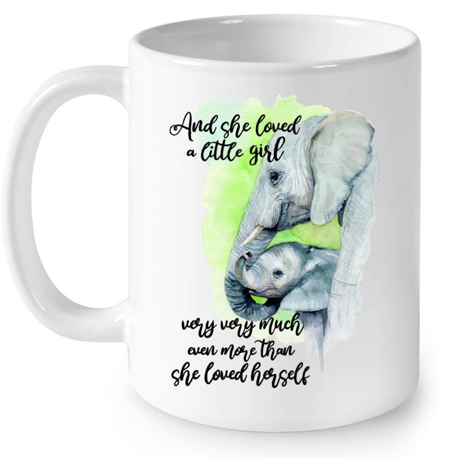 And She Loved Little Girl Very Very Much Even More Than She She Loved Herself, Elephant Design – Full-Wrap Coffee White Mug