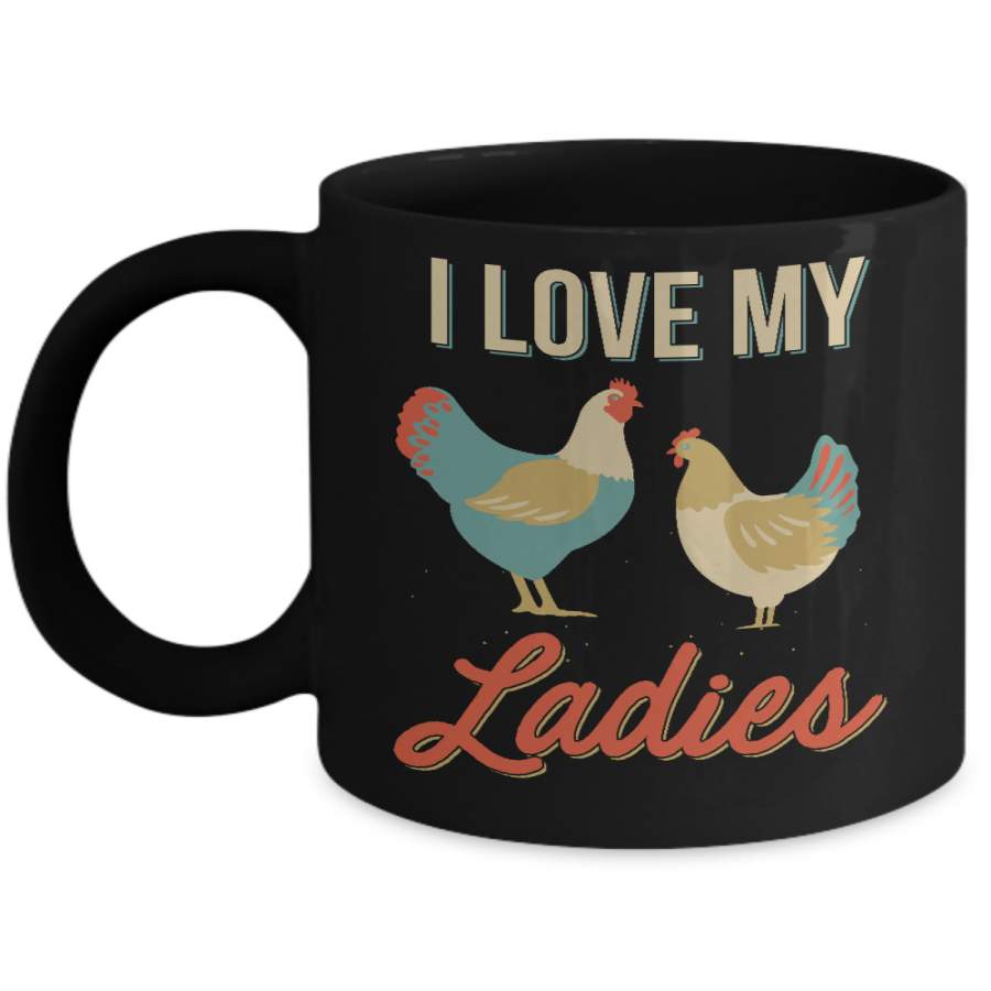 Vintage Retro I Love My Ladies Funny Chicken Farmer Mug