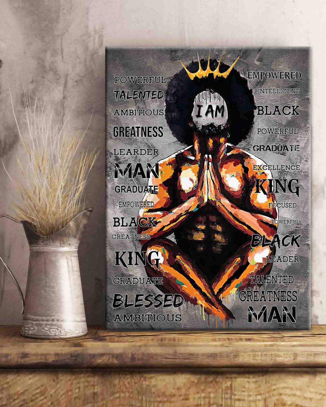 I Am Black King Canvas, Black Man Body Canvas And Poster