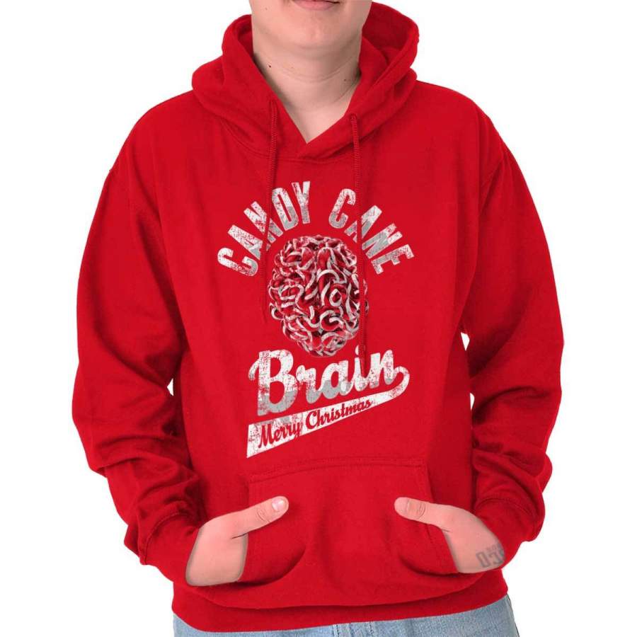 Candy Cane Brain Trendy Cool Fashion Funny Christmas Hoodie Sweatshirt