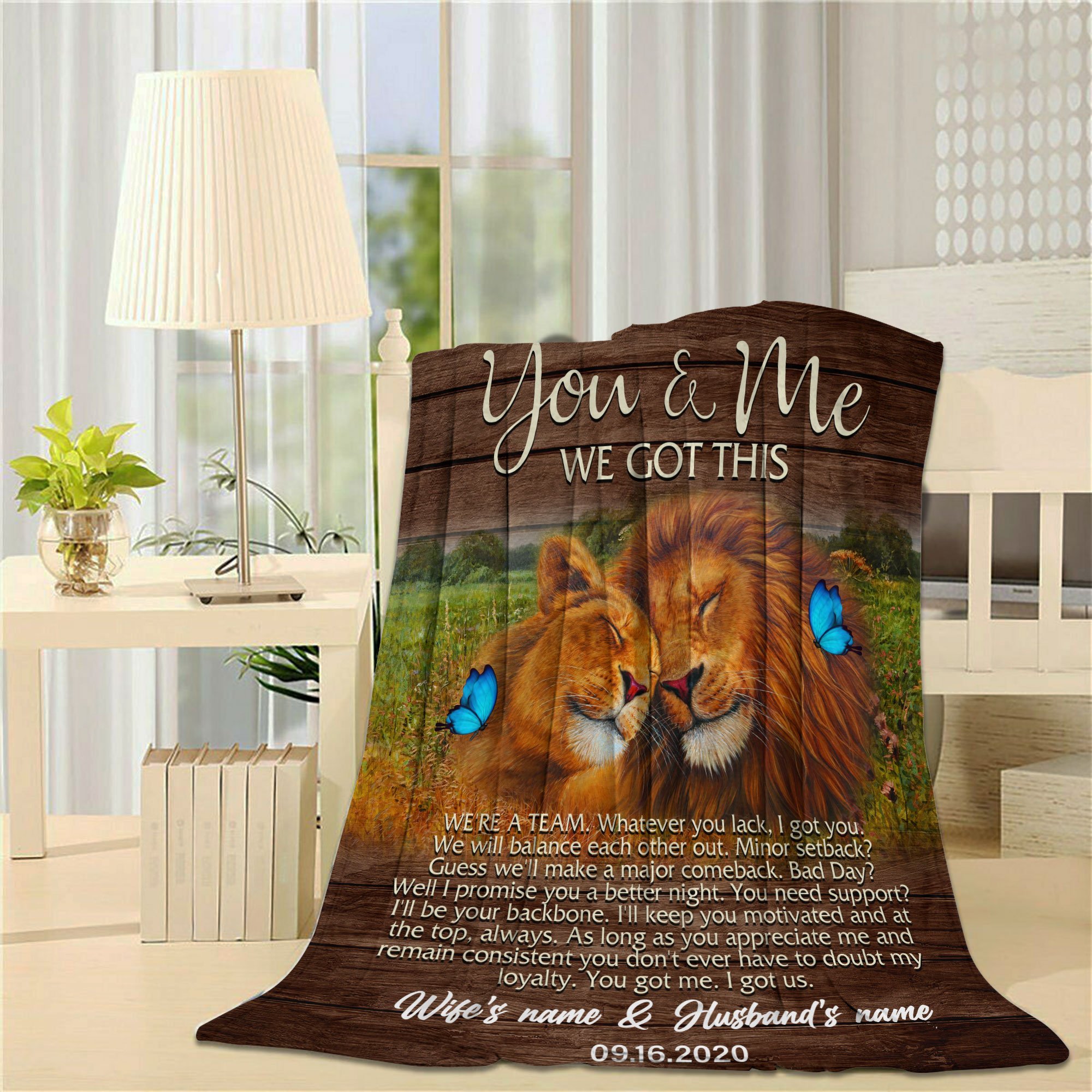 You And Me We Got This Lion Couple Gift For Husband And Wife For Wedding Anniversary Valentine Quilt Blanket