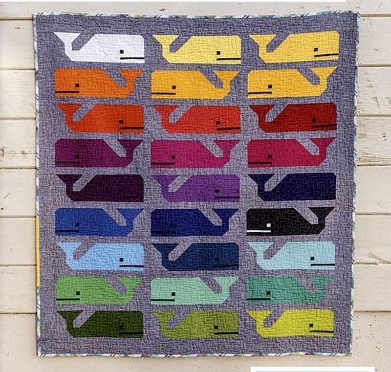 Colorful Happy Whales Quilt Tuisa