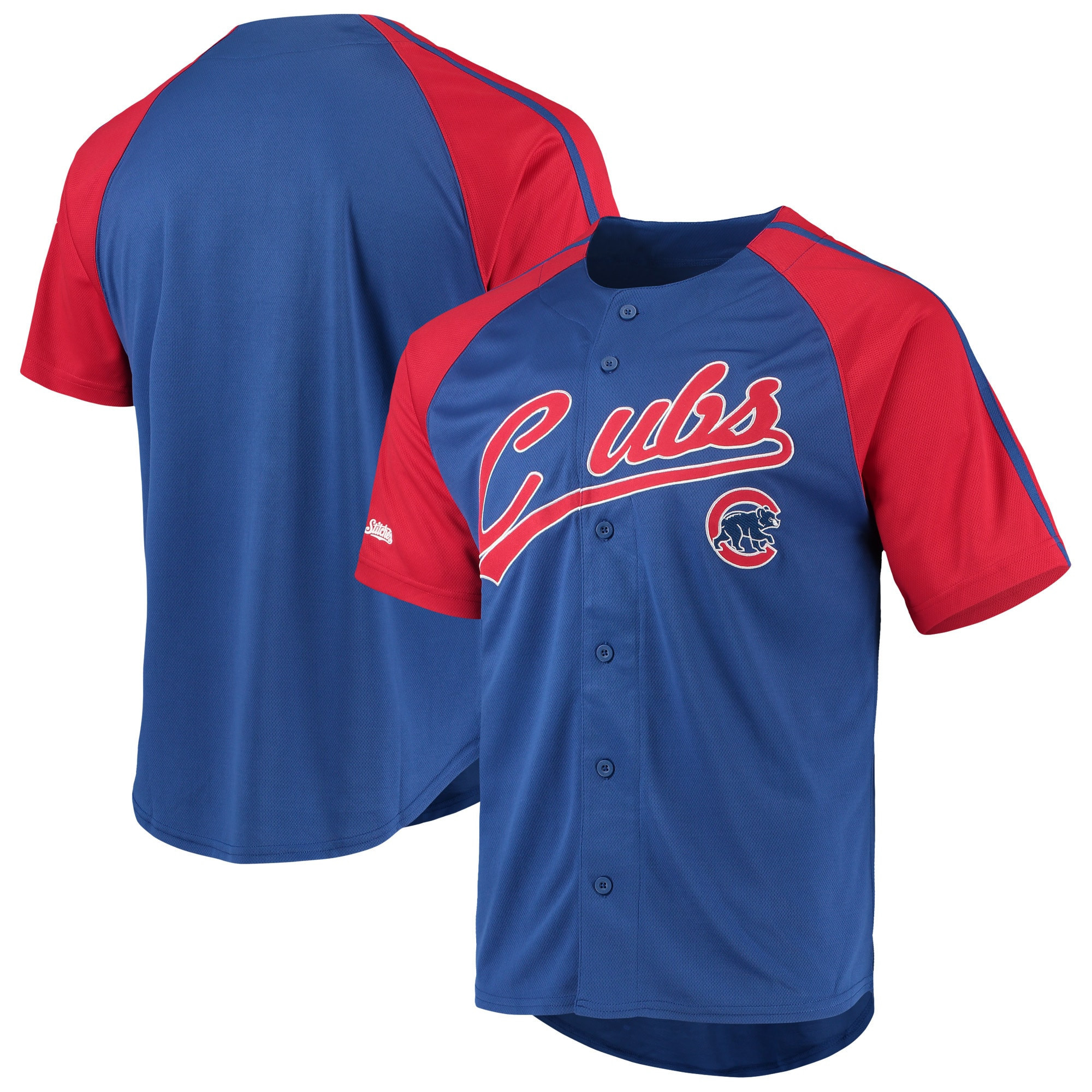 Chicago Cubs Stitches Button-down Raglan Replica Jersey – Royal MLB