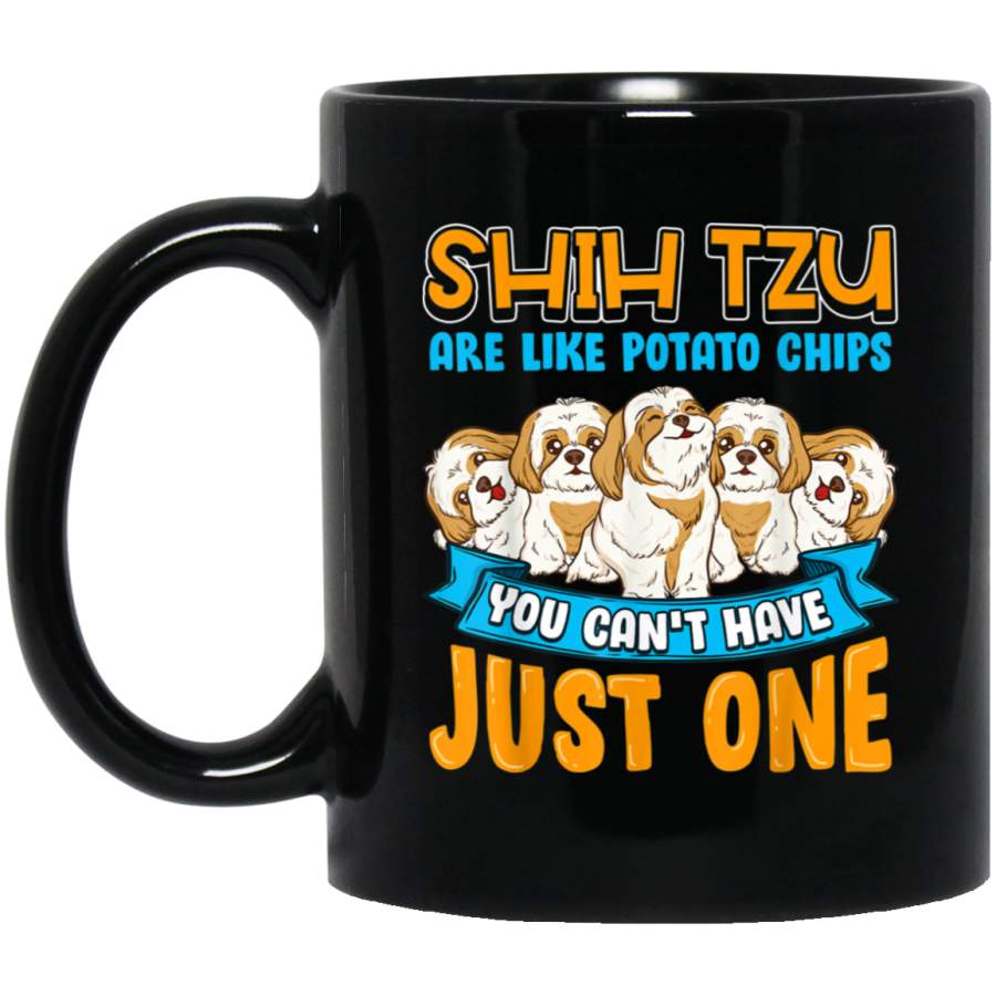 Shih Tzu Puppiess Cute Shih Tzu Puppy Dog  11 oz 15 oz Mug Black