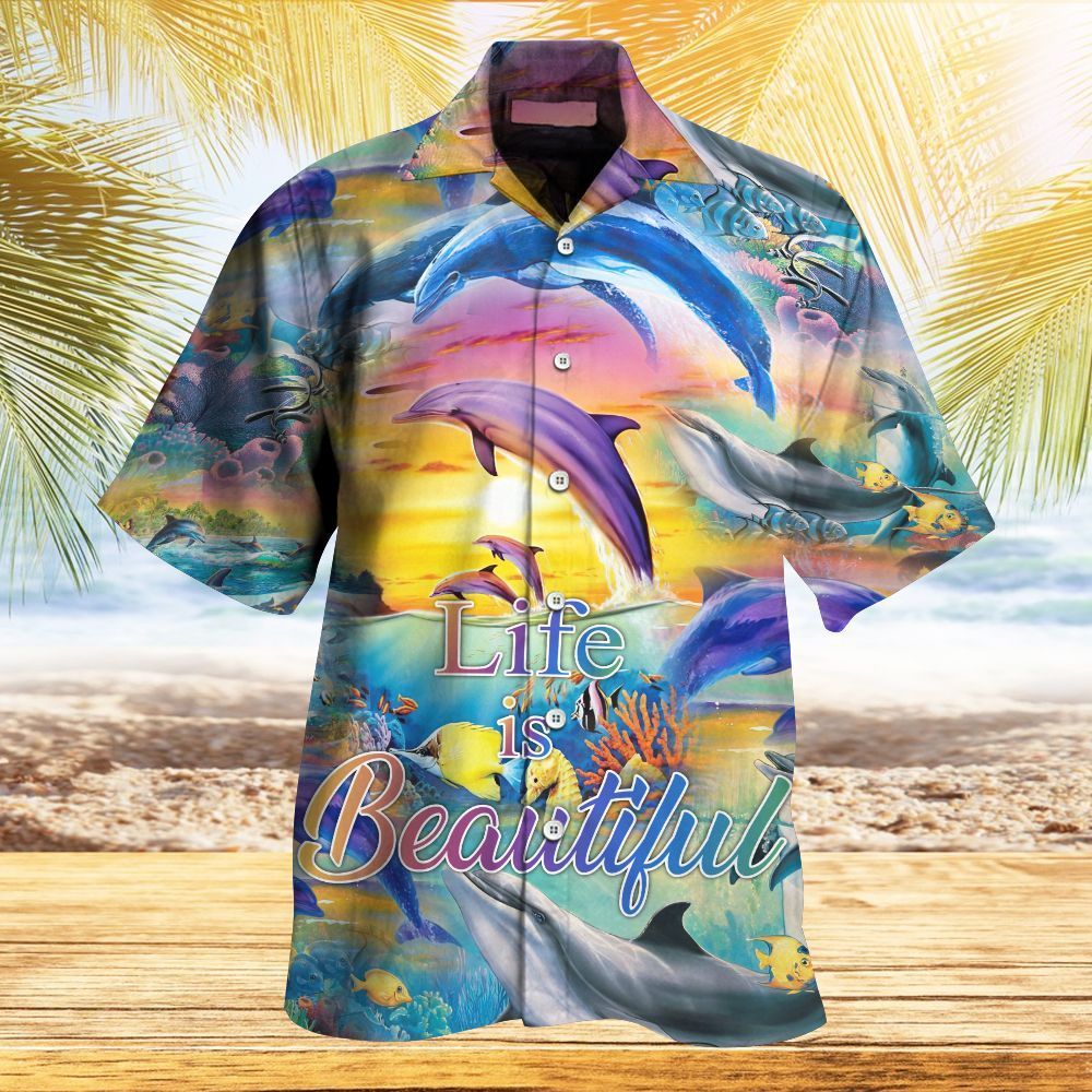 Dolphin Sunset Hawaiian Shirt | For Men & Women | Hw1557