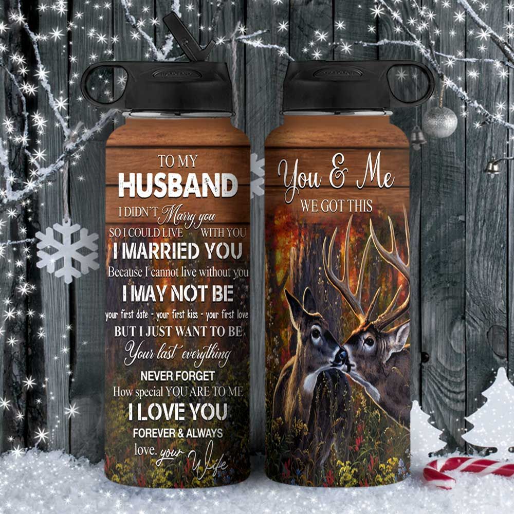 Deer Couple To Husband Kd2 Hal1811001 Stainless Steel Bottle With Straw Lid