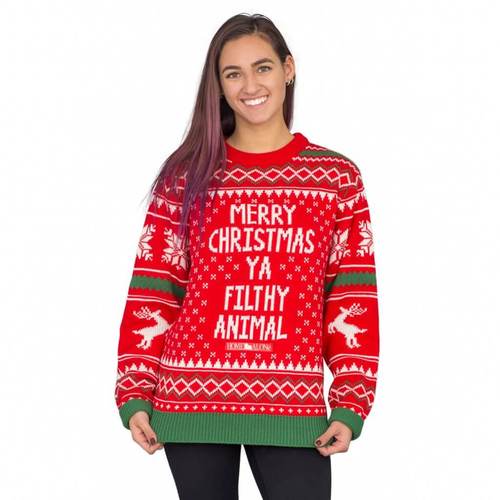 Women’S Merry Christmas Ya Filthy Animal Snowflake And Reindeer Ugly Christmas Sweater