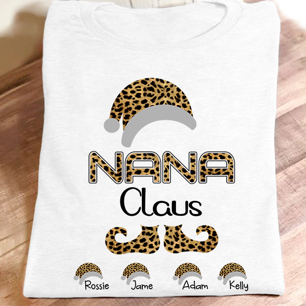 Nana Claus – Leopard Hat Art | Personalized T-Shirt