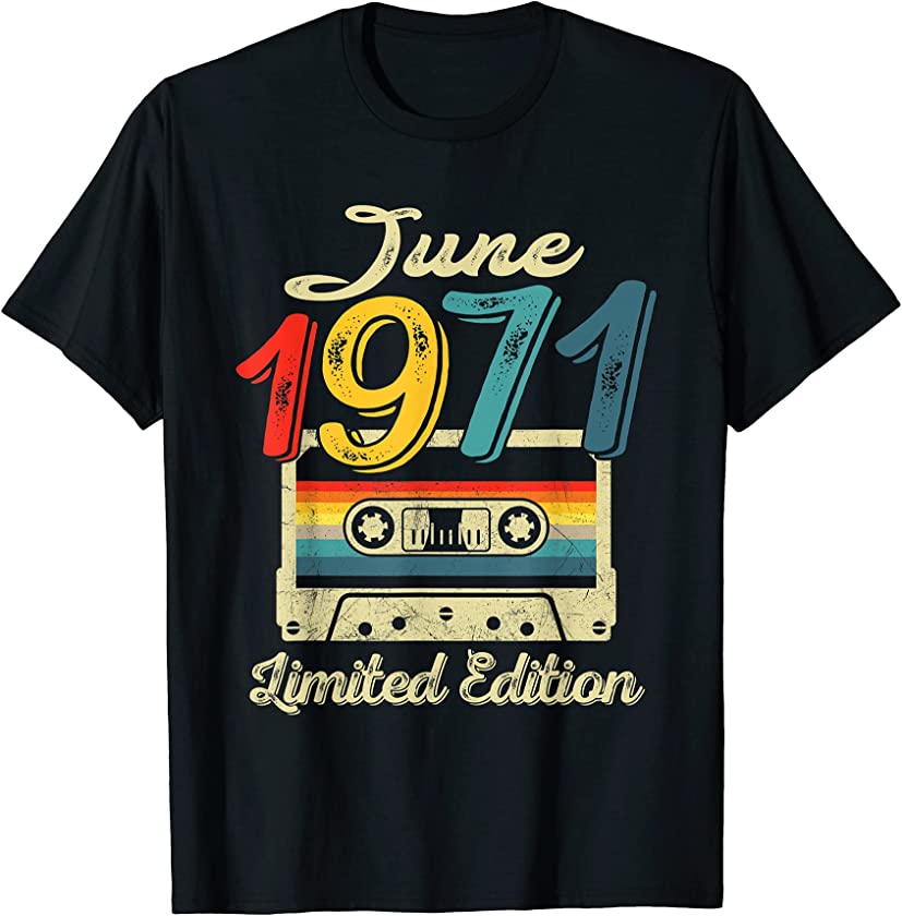 Vintage June 1971 Cassette Tape 50th Birthday Decorations T-Shirt