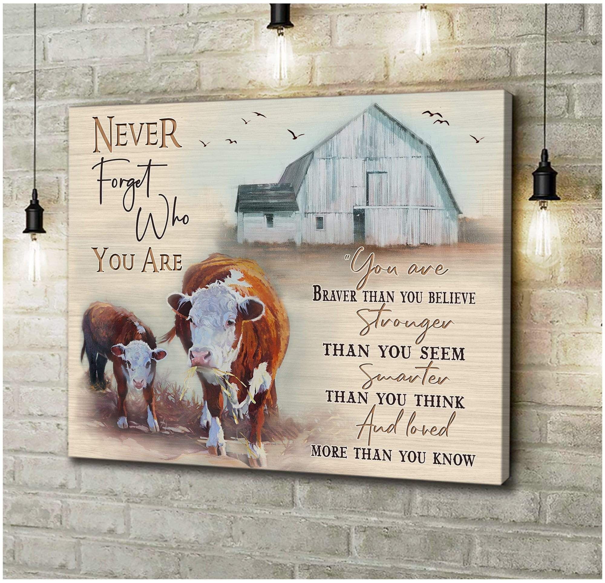 Canvas – Cow – Never Forget Who You Are Gift For Family, Wall Art Decor, Canvas Print, Home Decor