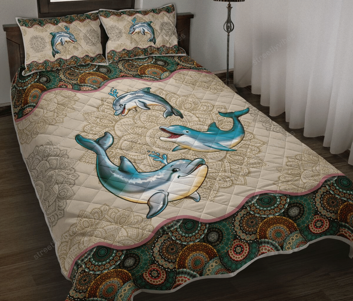 Dolphin Mandala Quilt Bedding Set