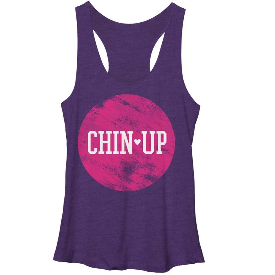 CHIN UP Women’s Logo Circle  Racerback Tank Purple Heather