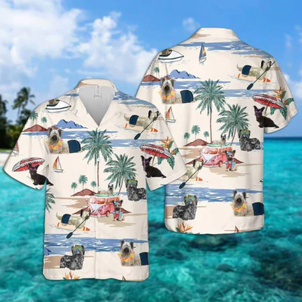 Skye Terrier Summer Beach Hawaii Hawaii Shirts For Men Short Sleeve Aloha Shirt Ha20601