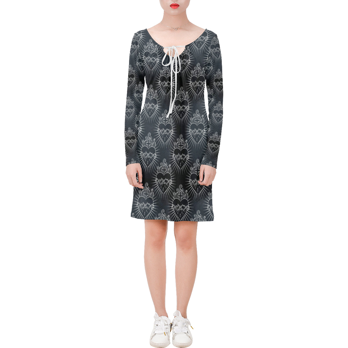 Christian Heart Tattoo Style Long Sleeves Dress Donuink Store