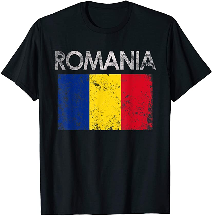 Vintage Romania Romanian Flag Pride Gift T-Shirt