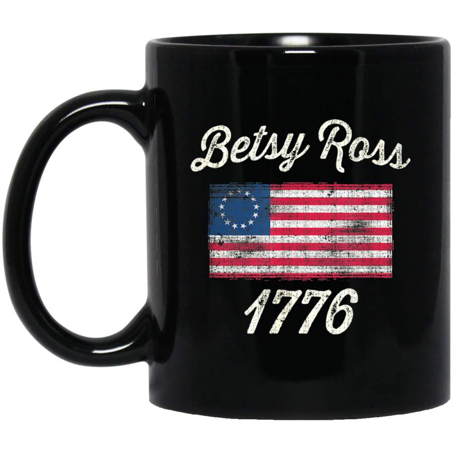 God Bless America Betsy Ross Flag 1776 Vintage 11 oz 15 oz Black Mug