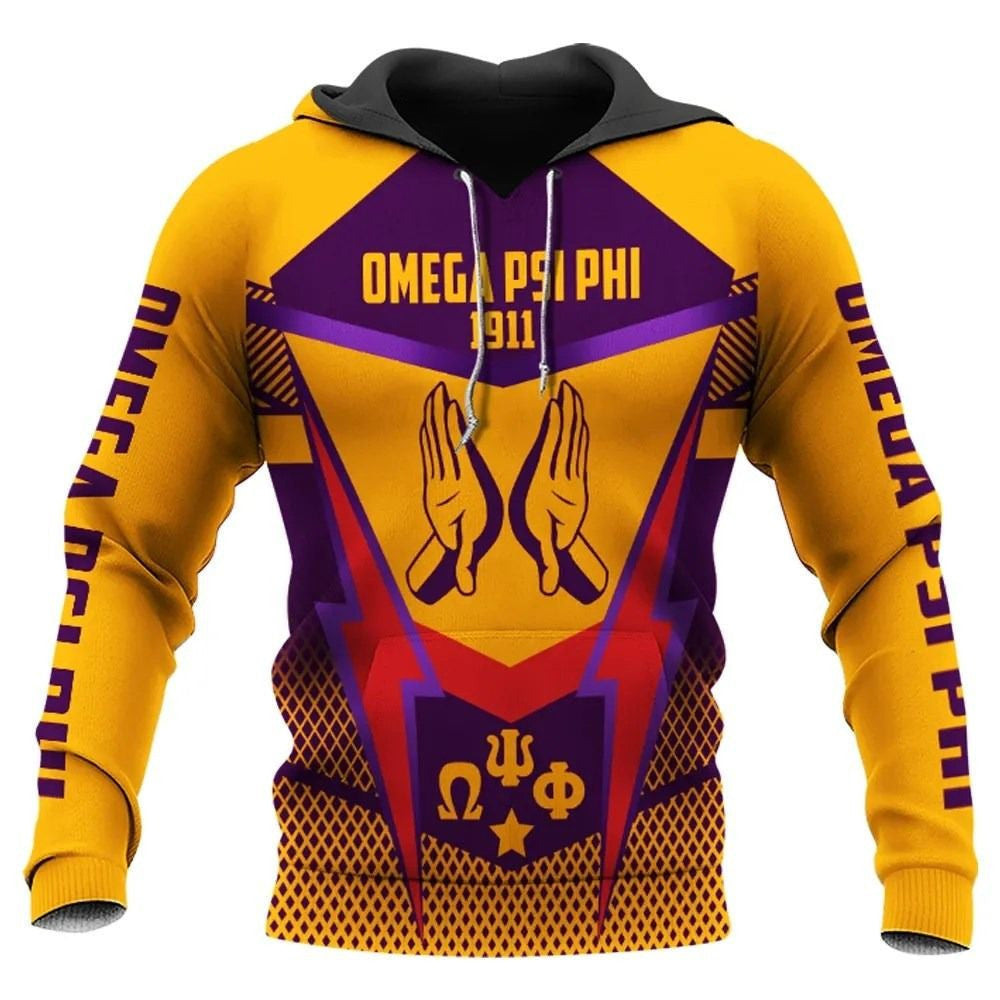 Fraternity Hoodie – Omega Psi Phi Logo Thunder Style Hoodie