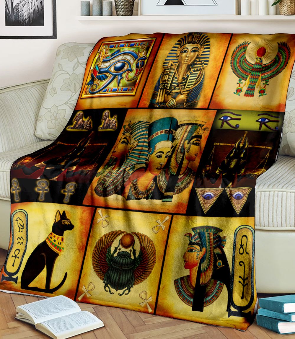 Ancient Egypt Iconic Gods Set Horus Osiris Fleece Blanket