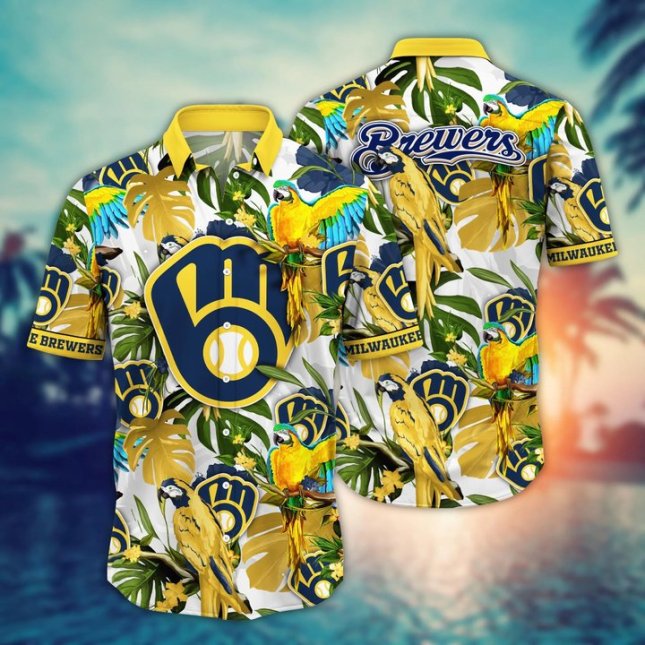 Milwaukee Brewers Hawaiian Shirt Paradise Parrot Design