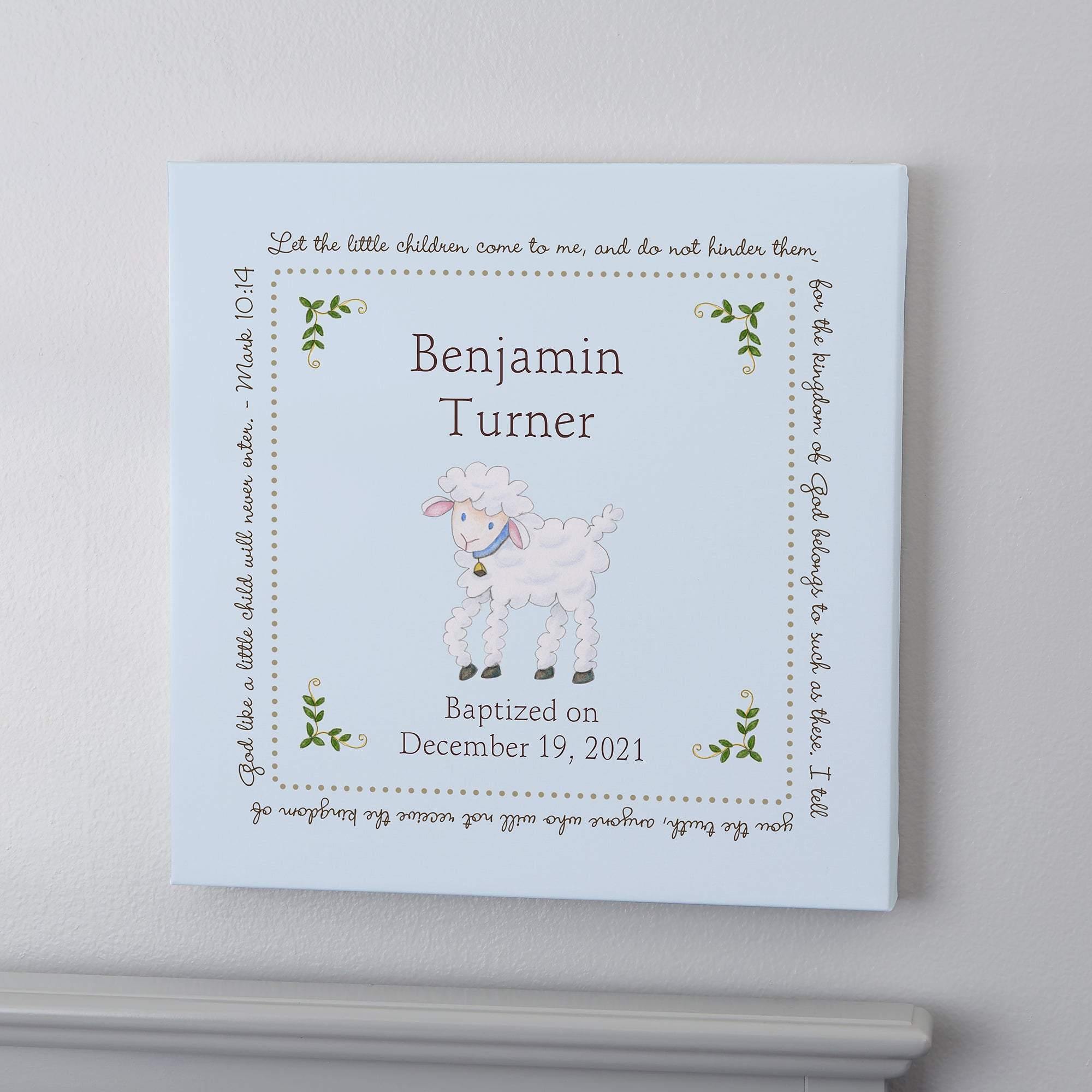 [Personalized Name & Date] Baptism Blessings Benjamin – Gift For Baby, Mom To Be, Home Decor – Matte Canvas, Wall Art, Canvas Prints