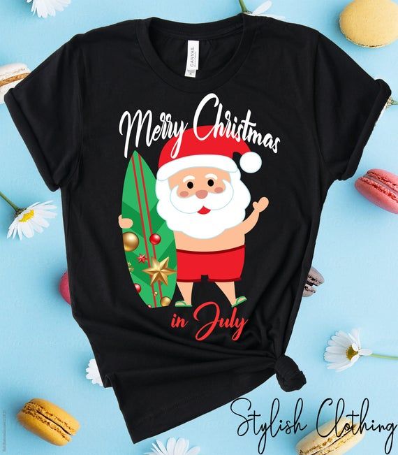 christmas in july santa hawaiian surfing t shirt July Christmas santa funny Shirt Summer Christmas Santa Shirt Xmas In July Santa Shirt