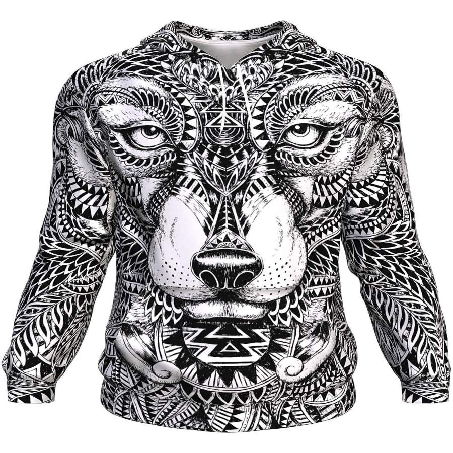 Zentangle Wolf Unisex Men/Women All-Over Print 3D Hoodie