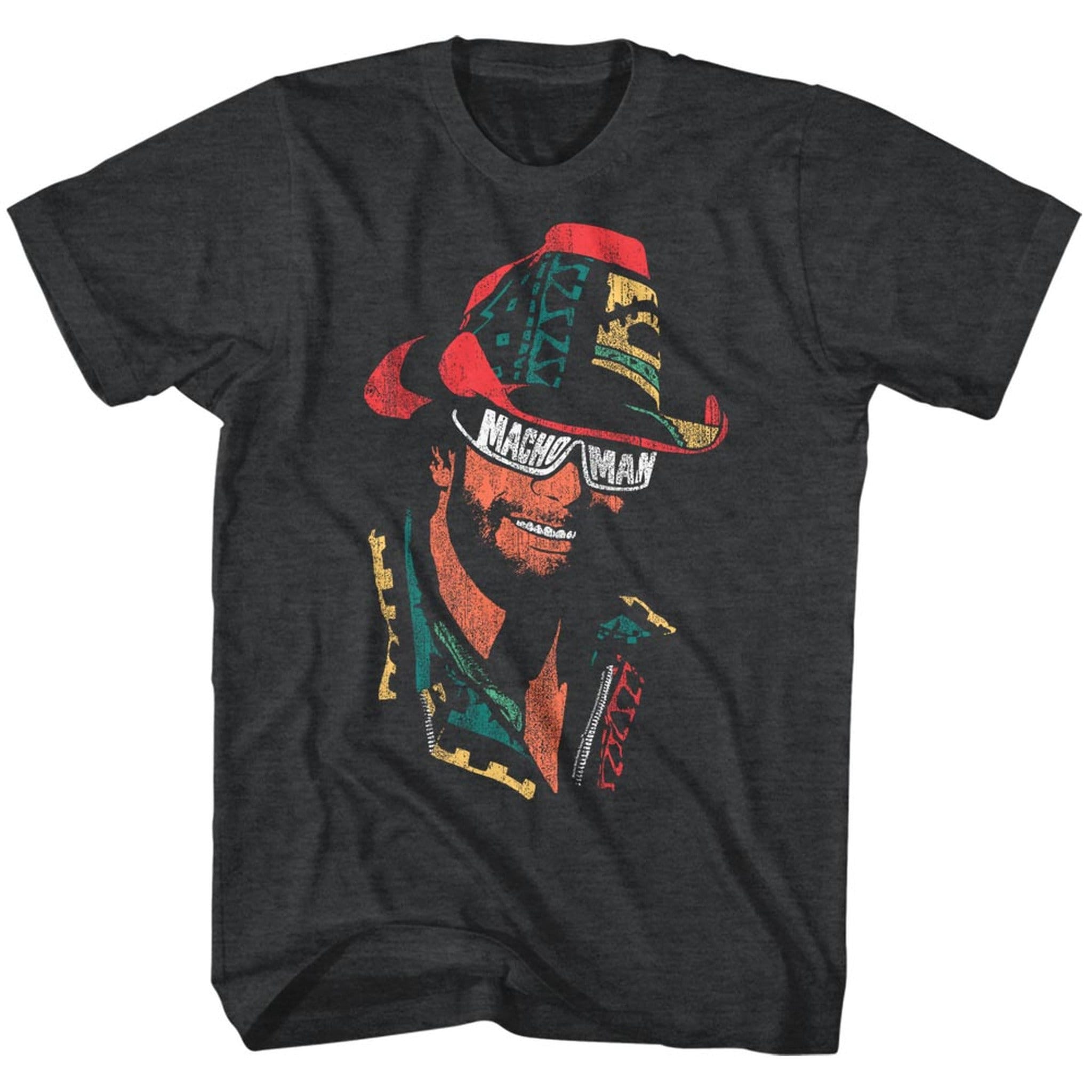 Macho Man Glasses Black Heather Adult T-Shirt