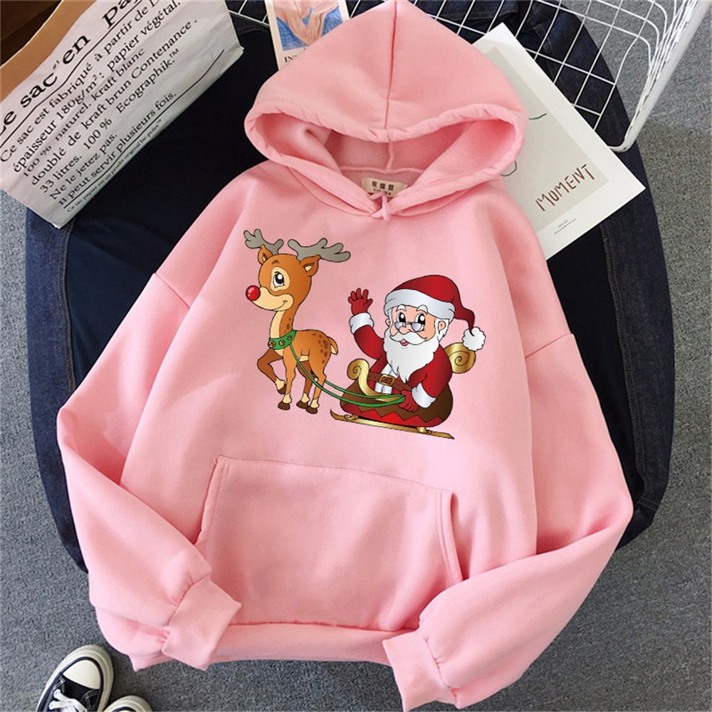 Autumn Winter Christmas Woman Sweatshirts Long Sleeve Jumper Cartoon Female Hoodies Casual Loose Oversized Hoodie alx