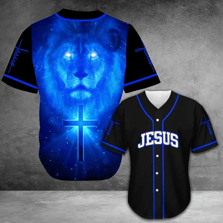 Amazing Jesus Lion Ling Blue Black Baseball Jersey