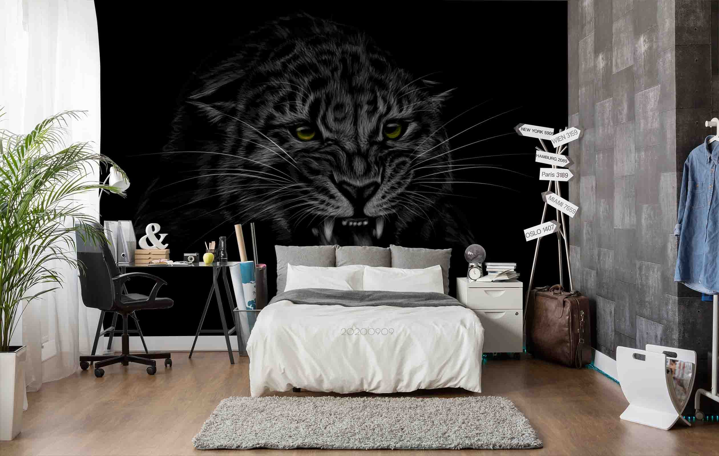 3D Dark Leopard Animal Wall Mural Wallpaper Lxl 334