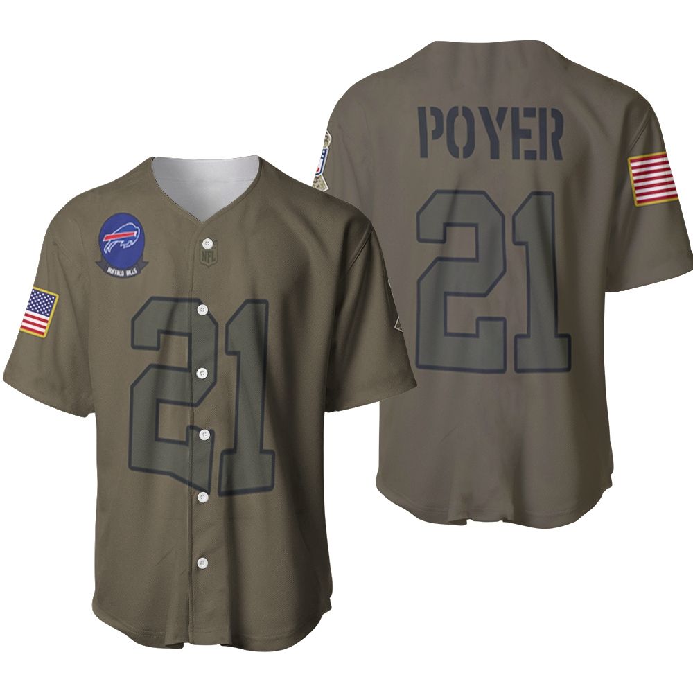 Buffalo Bills Jordan Poyer #21 NFL Great Player Camo 2019 Salute To Service Custom 3D Designed Allover Custom Gift For Bills Fans Baseball Jersey