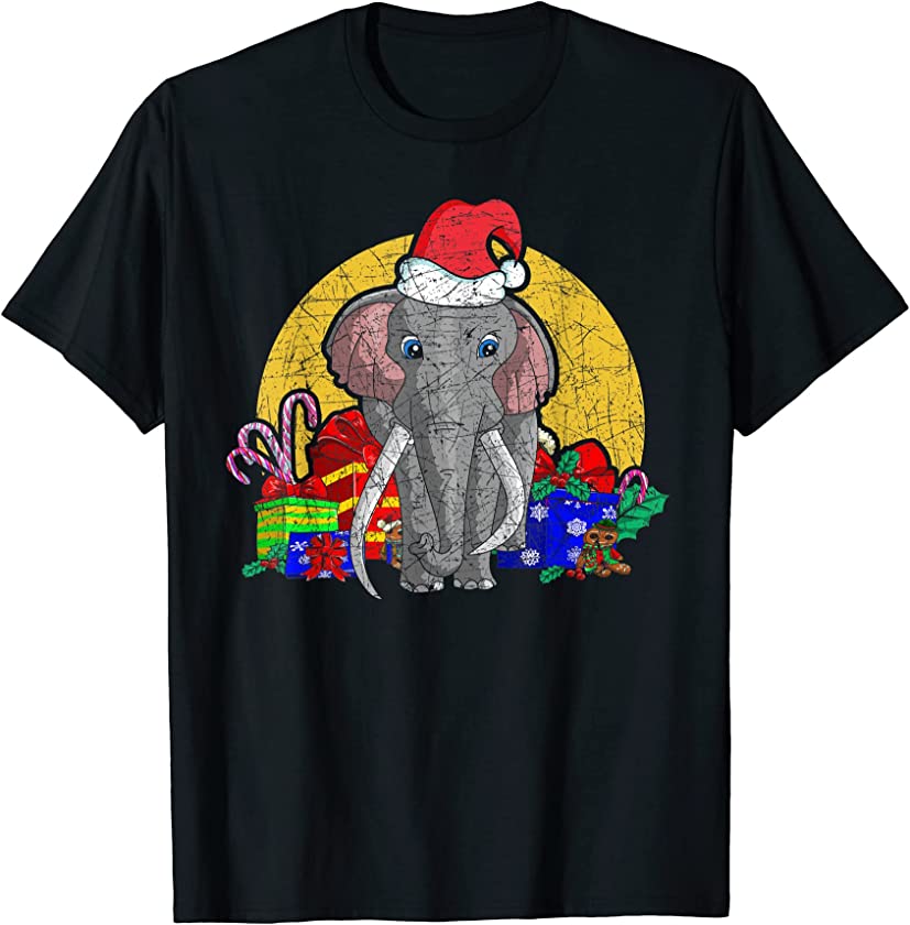 Xmas Zoo Animal Merry Christmas Africa Safari Cute Elephant T-Shirt