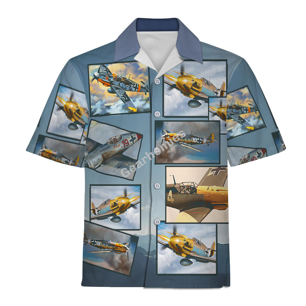 Wwii Messerschmitt Bf 109 Aircraft Aloha Print Hawaiian Shirt