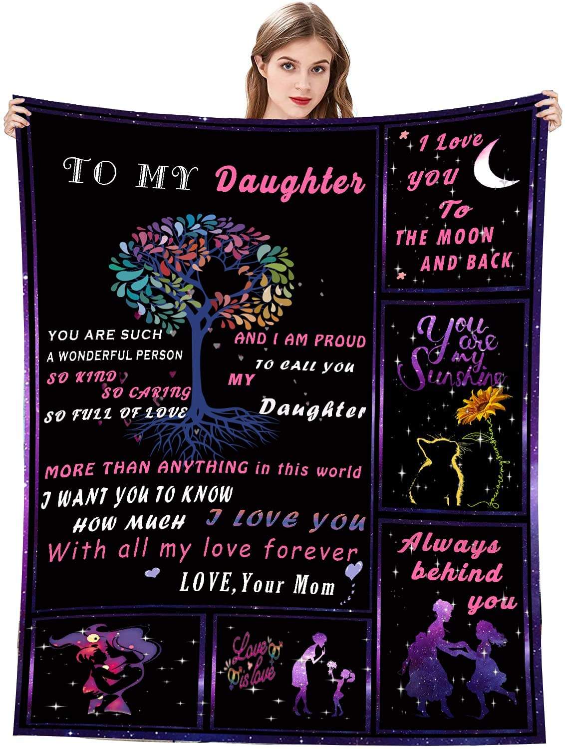 To My Daughter Blanket From Mom Love Letter Personalized Flannel Throw Blanket Daughter Birthday Christmas Gifts