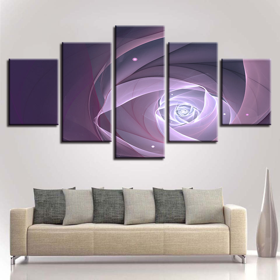 Purple Abstract Flower 5 Piece Hd Multi Panel Canvas Wall Art Frame