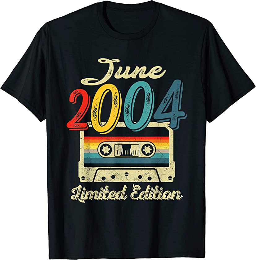 Vintage June 2004 Cassette Tape 17th Birthday Decorations T-Shirt