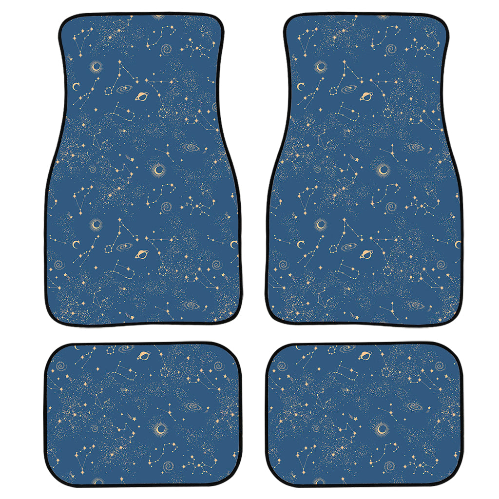 Cosmic Constellation Pattern Print Front And Back Car Floor Mats, Front Car Mat