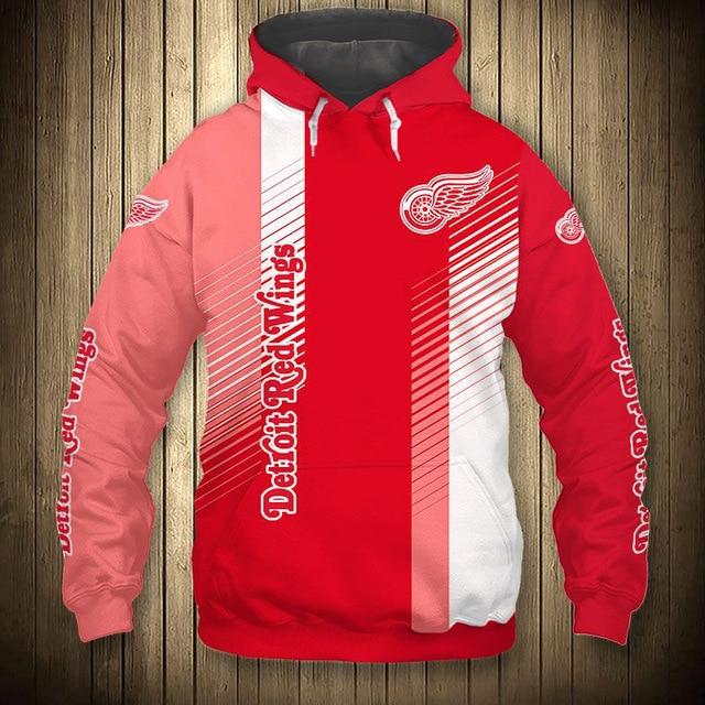 Detroit Red Wings Stripes Casual Hoodie