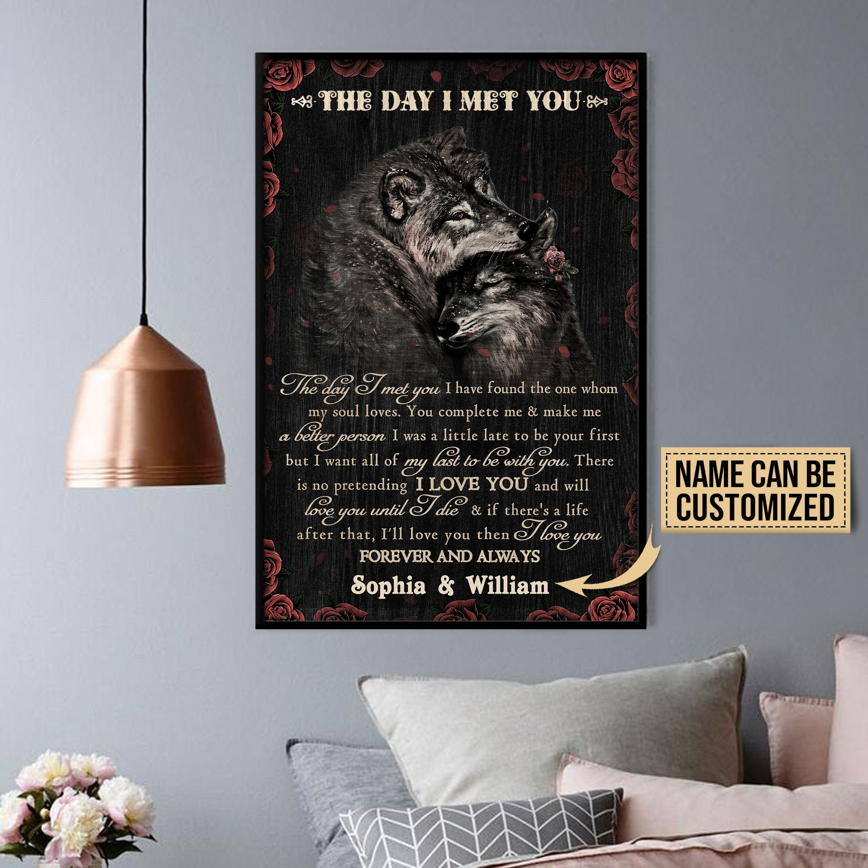 Aeticon Gifts Personalized Wolf Rose The Day I Met You Canvas Mom Dad Gift Home Decor