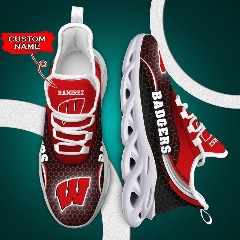 Wisconsin Badgers Max Soul Shoes Luxury Custom Name 01 M3Ttt0526