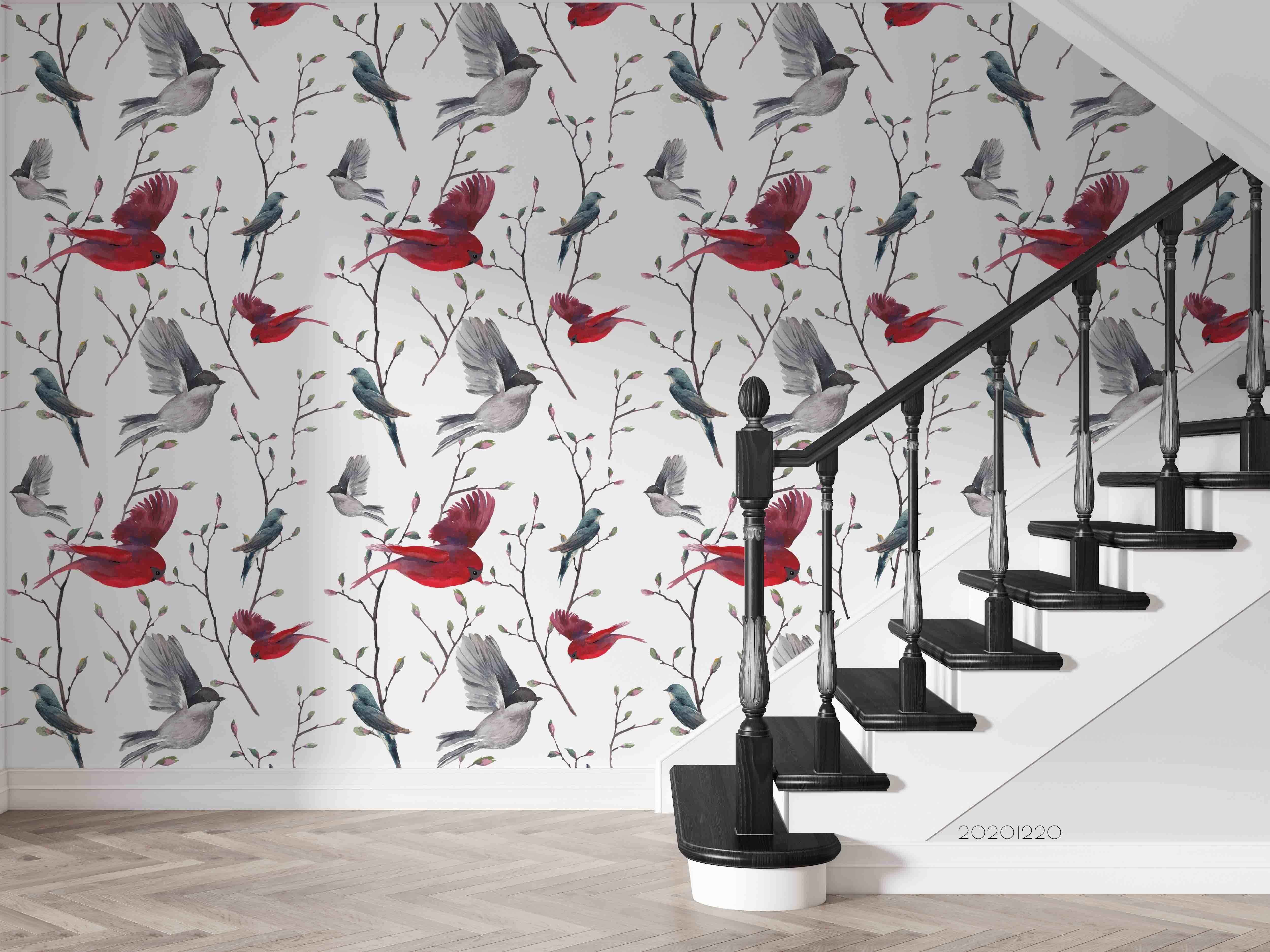 3D Hand Drawn Animal Bird Branch Wall Mural Wallpaper Lqh 84