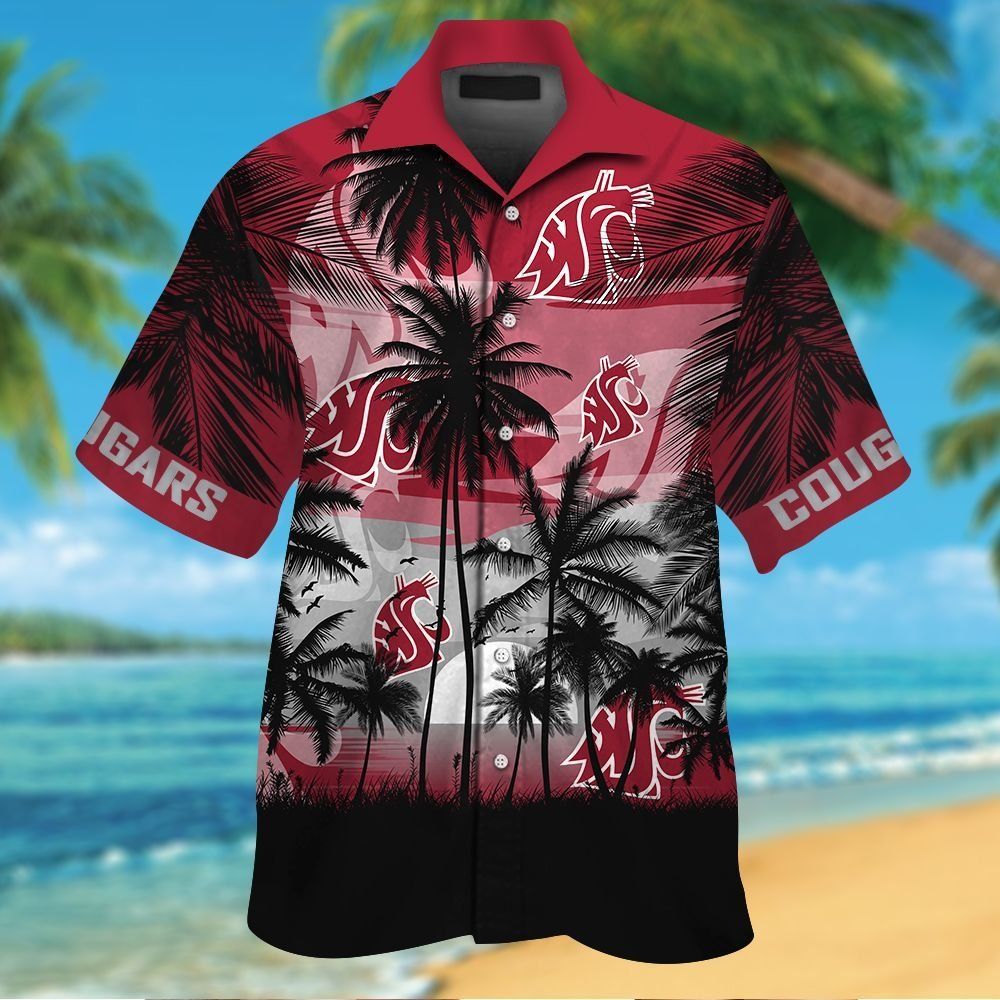 Washington State Cougars Short Sleeve Button Up Tropical Hawaiian Shirts