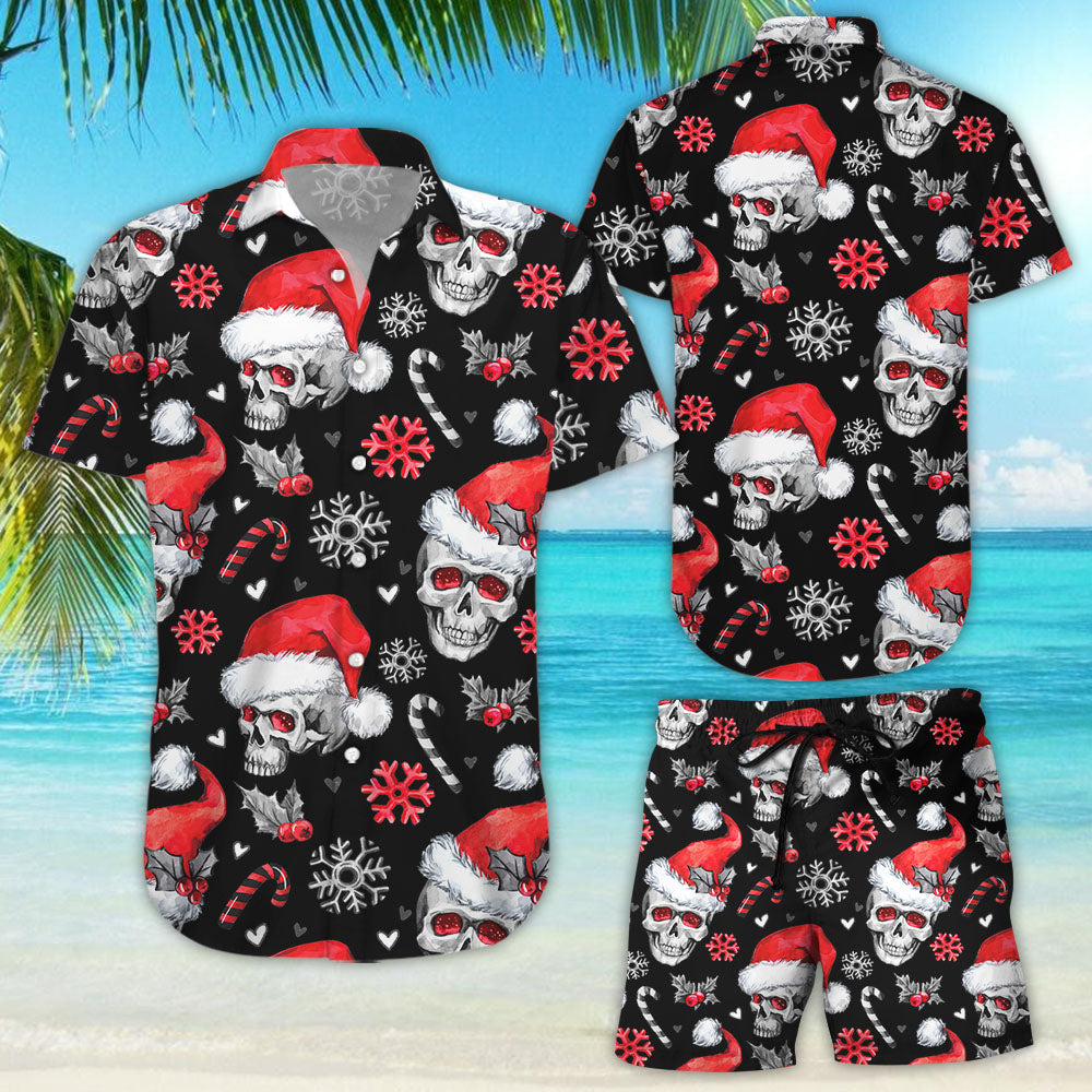 Christmas Skull Hawaiian Shirt – Christmas Skulls With Candy Canes Aloha Shirt – Christmas Gifts For Men